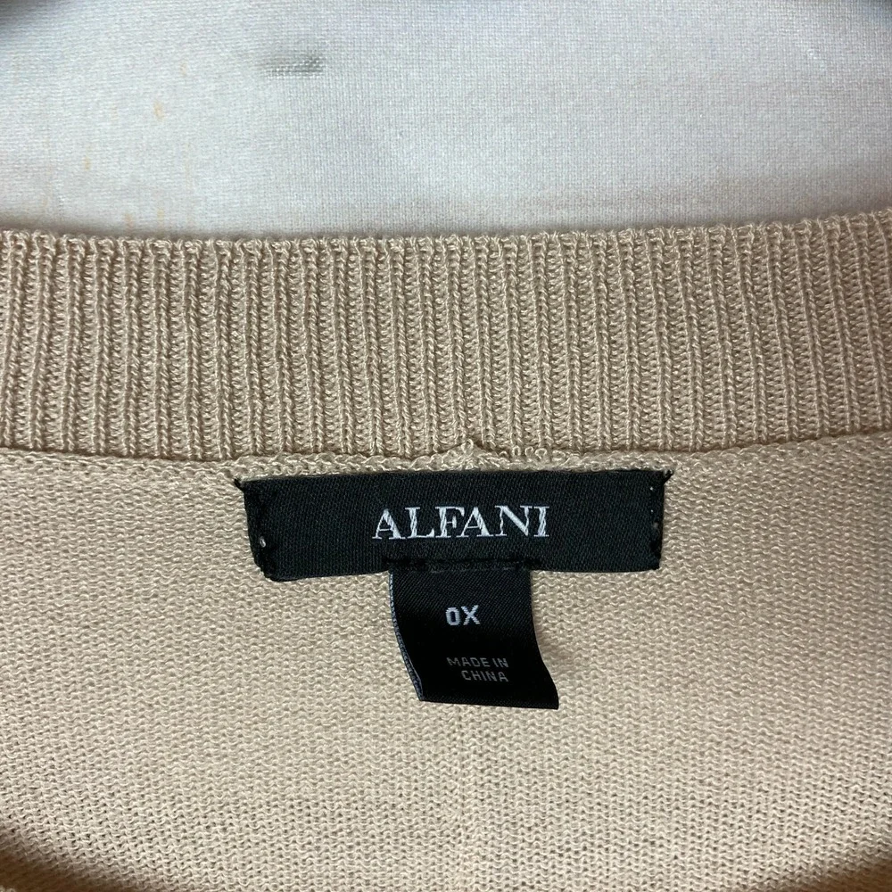 Alfani Sweater Womens 0X Plus Beige Pullover Round Neck Dolman Sleeve Solid